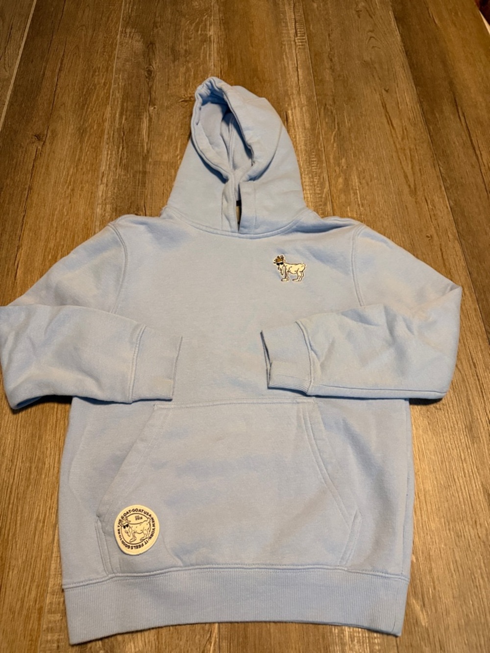 GOAT USA Light Blue Hoodie with Embroidered Goat Patch